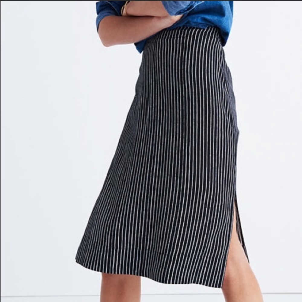 Madewell side slit striped midi skirt - 6